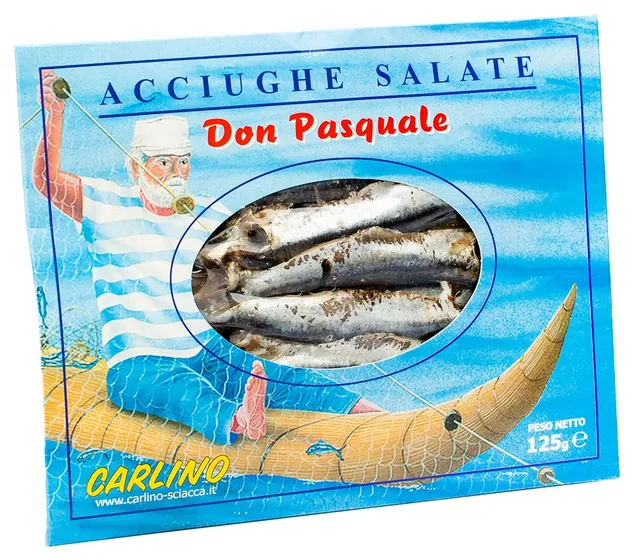 Salted anchovies in a boxed vacuum pack 125 g, Aurora