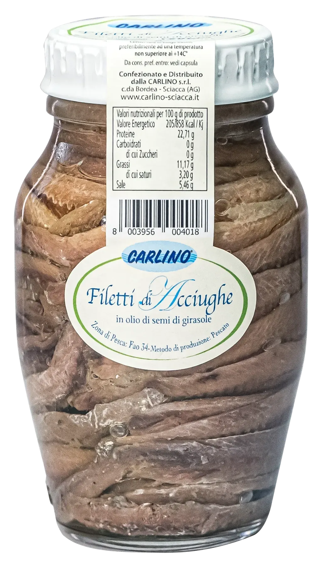 Filetti di acciughe 160 g, Carlino