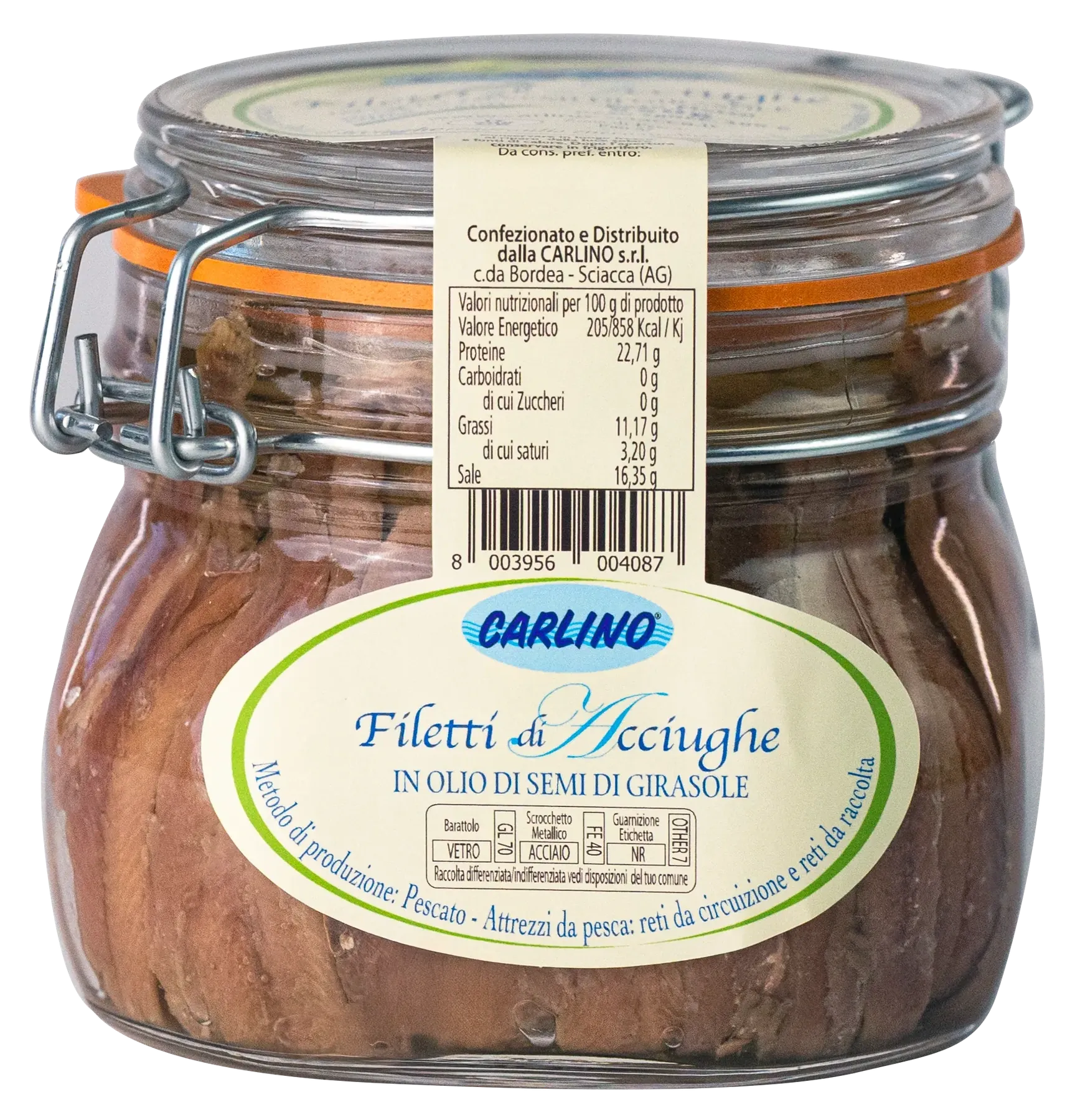 Filetti di acciughe 550 g, Carlino