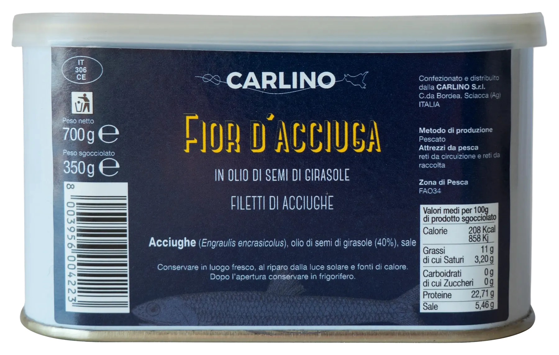 Filetti di acciughe 700 g, Fior d’Acciuga