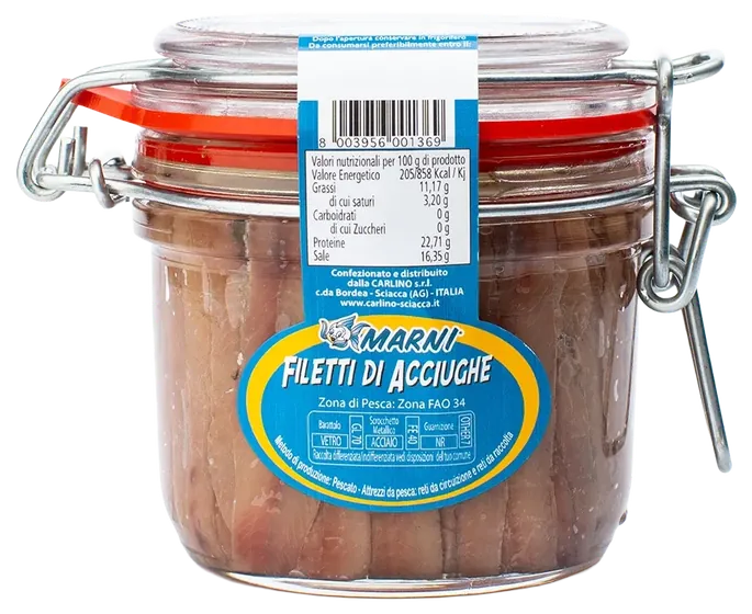 Anchovy fillets in sunflower oil 230 g, Marni