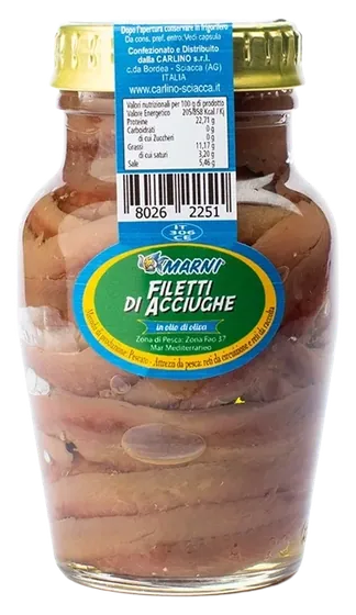 Anchovy fillets in olive oil 160 g, Marni