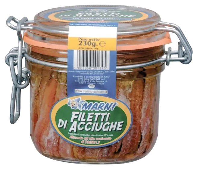 Anchovy fillets in olive oil 230 g, Marni