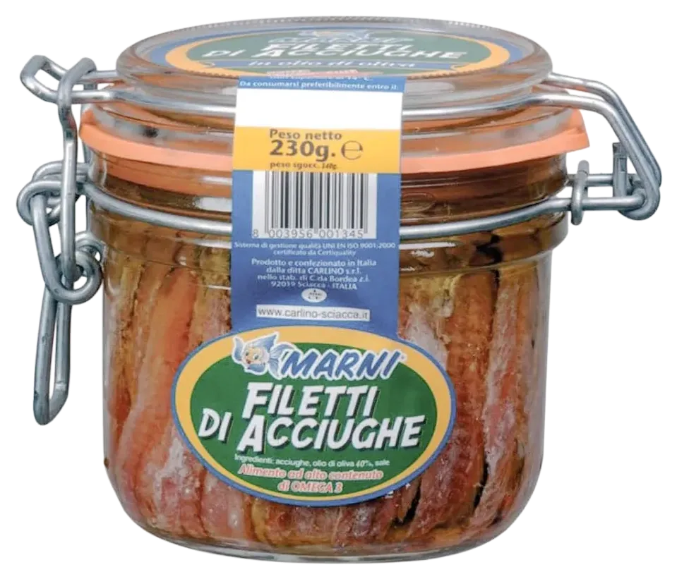 Anchovy fillets in olive oil 230 g, Marni