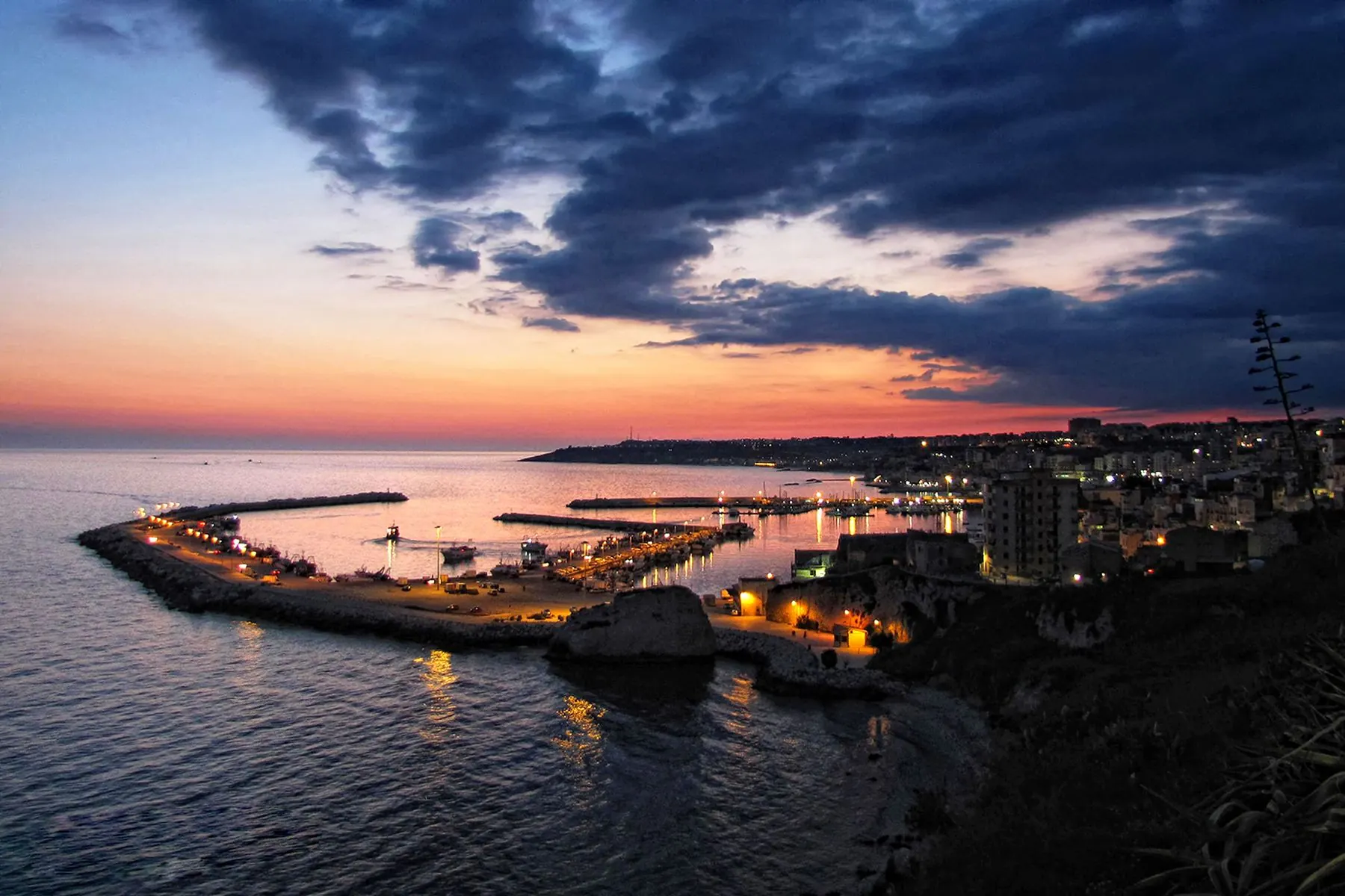 Sciacca harbour at sunset